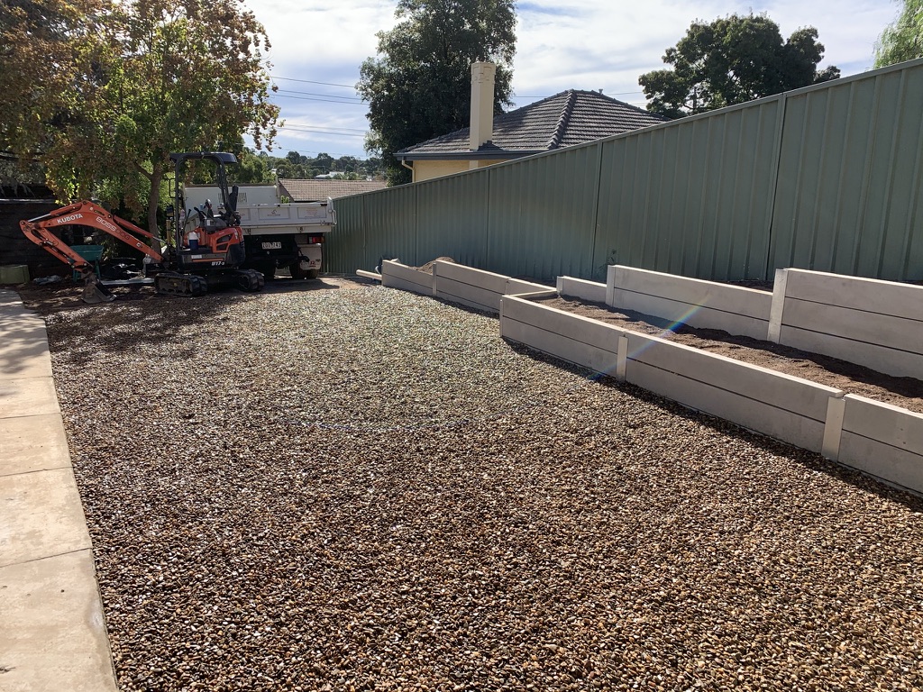 Backyard excavation and gravel